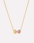 Solid Yellow Gold - 2 Stone Birthstone Necklace