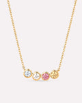 Solid Yellow Gold - 4 Stone Birthstone Necklace