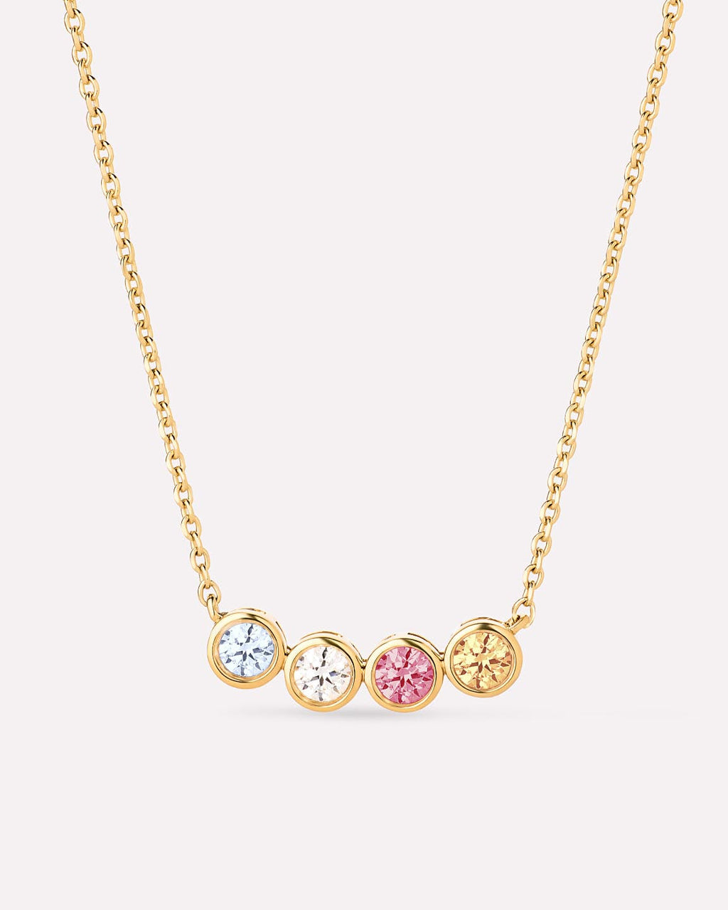 Solid Yellow Gold - 4 Stone Birthstone Necklace