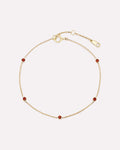 Solid Yellow Gold - Garnet Birthstone Station Bracelet