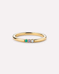 Solid Yellow Gold - 3 Stone Birthstone Ring