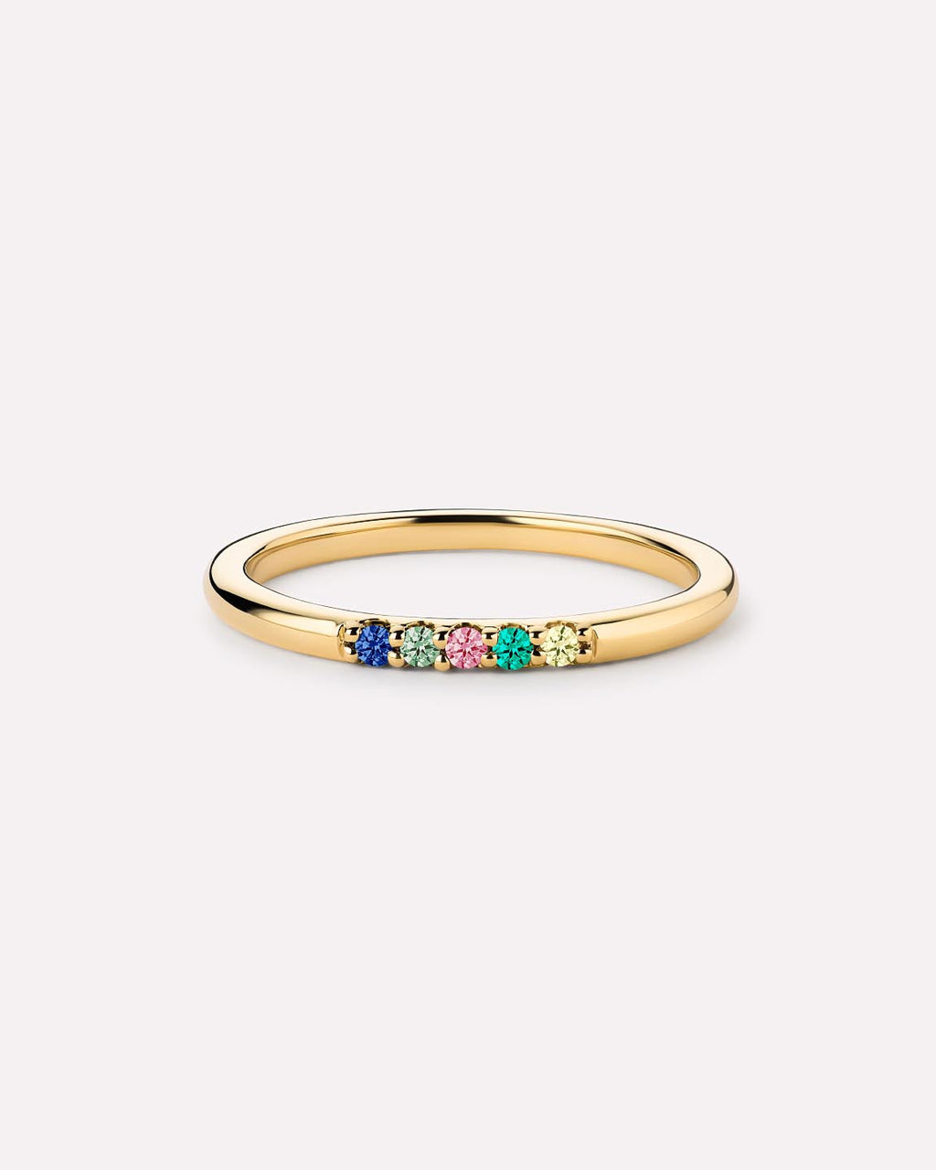 Solid Yellow Gold - 5 Stone Birthstone Ring