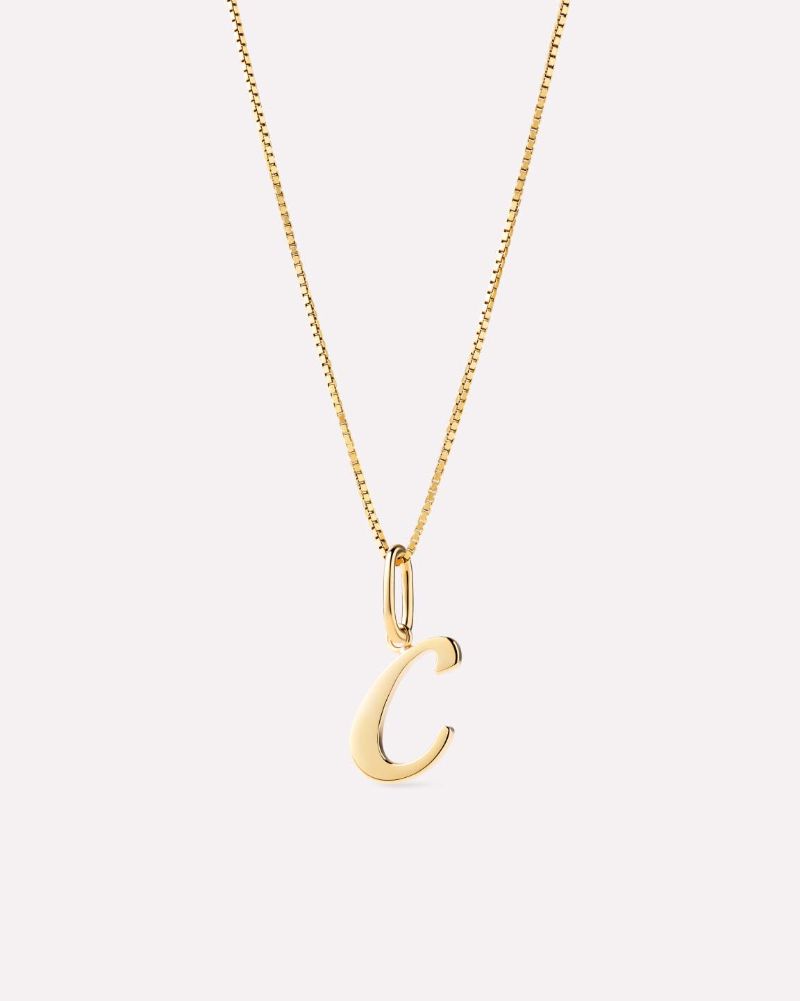 Solid Yellow Gold - Script Letter Necklace