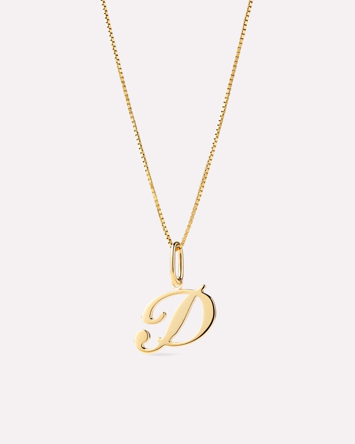 Solid Yellow Gold - Script Letter Necklace