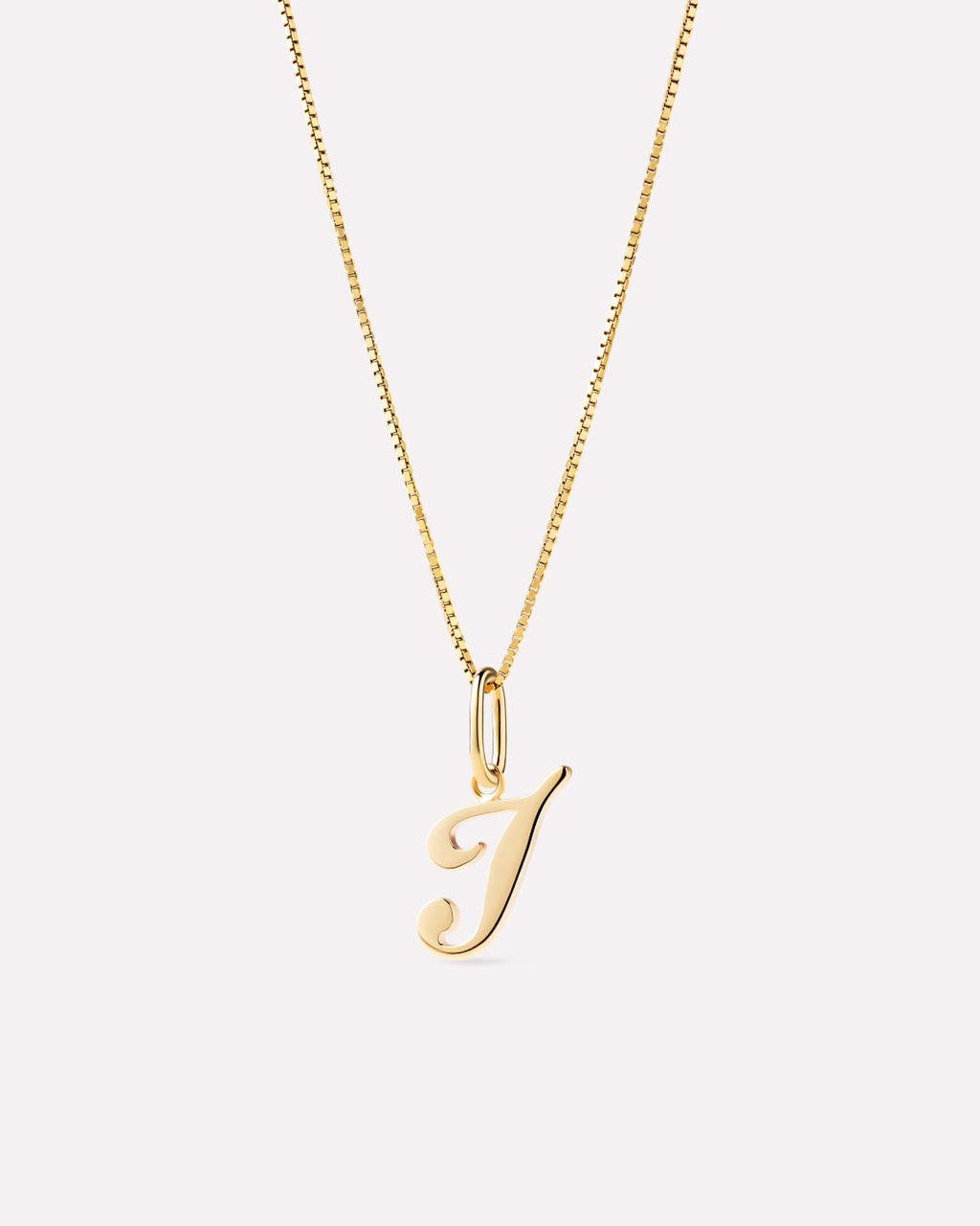 Solid Yellow Gold - Script Letter Necklace