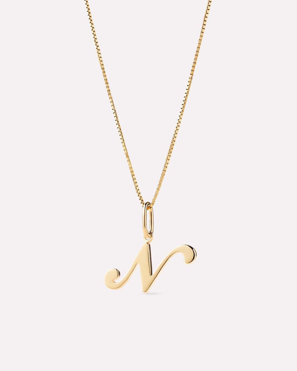 Solid Yellow Gold - Script Letter Necklace