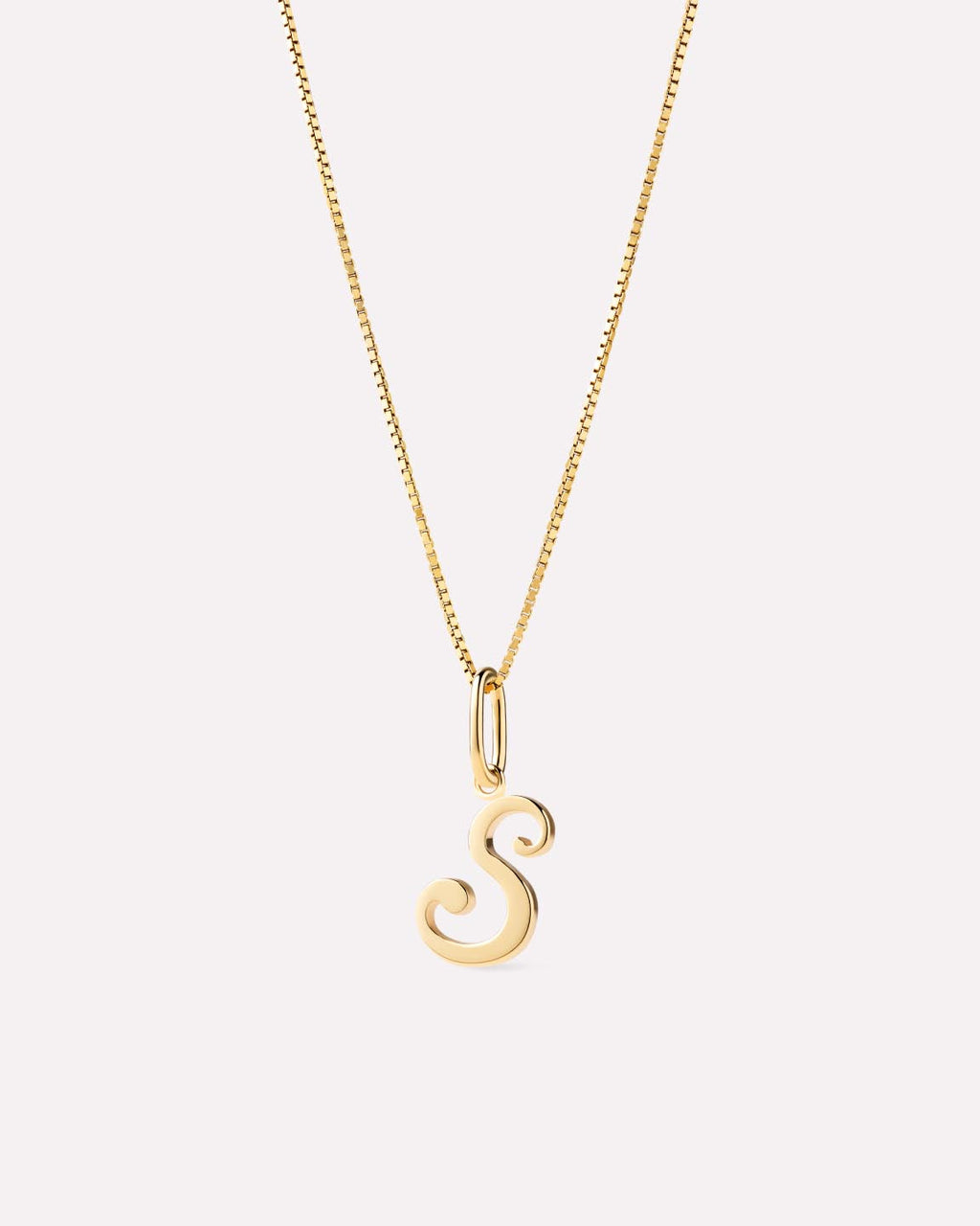 Solid Yellow Gold - Script Letter Necklace