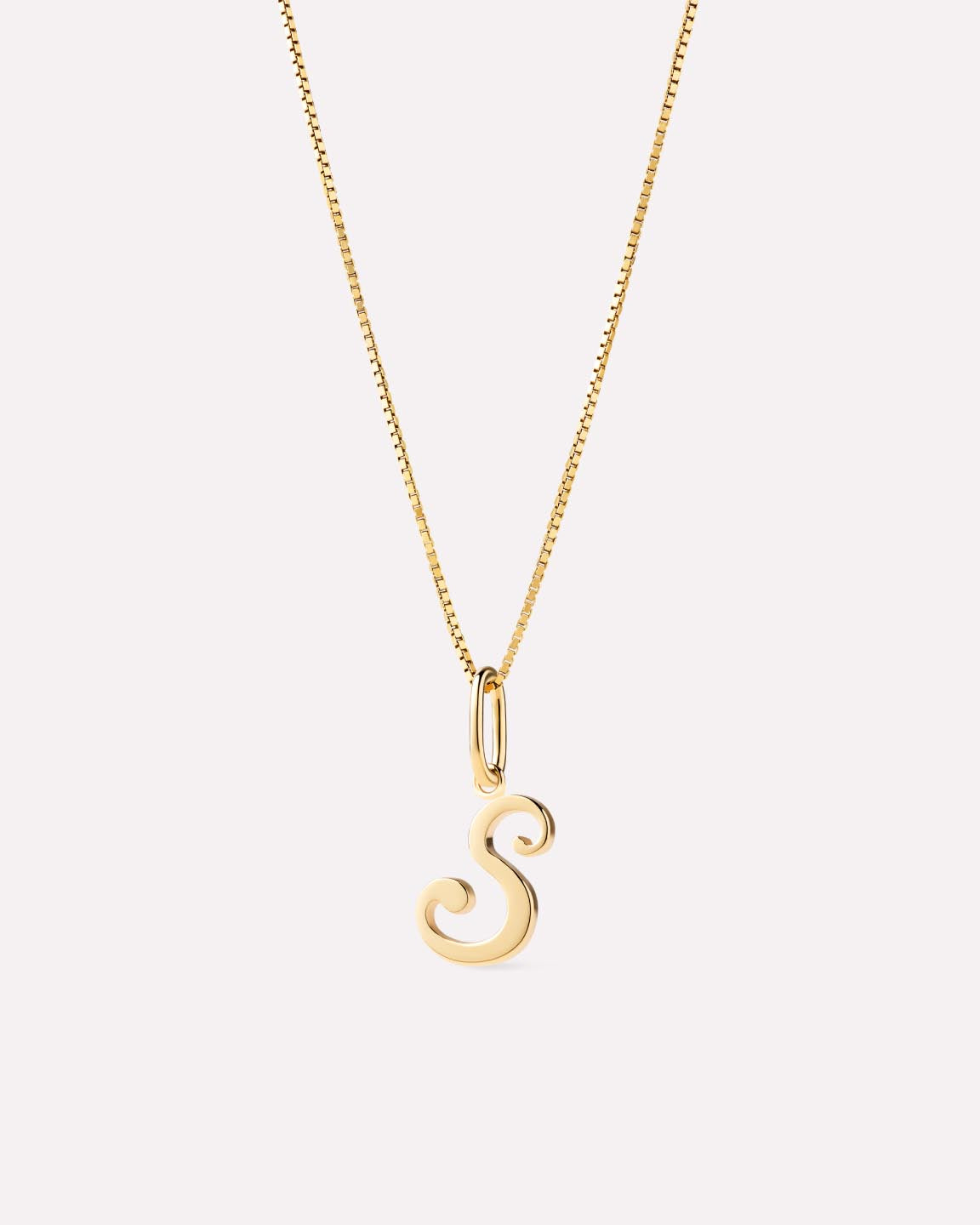 Solid Yellow Gold - Script Letter Necklace