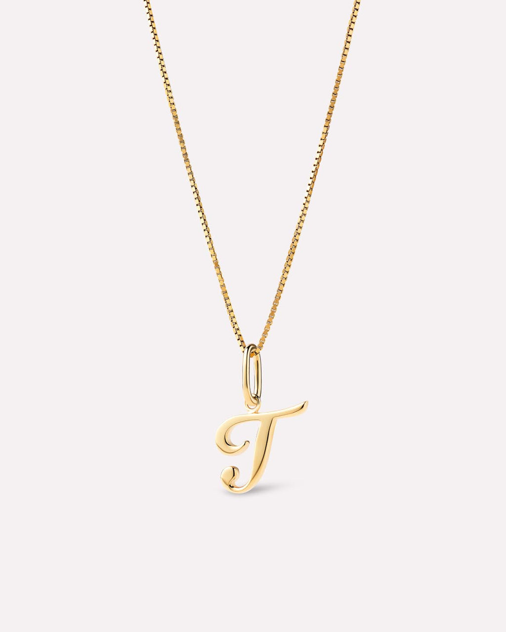Solid Yellow Gold - Script Letter Necklace