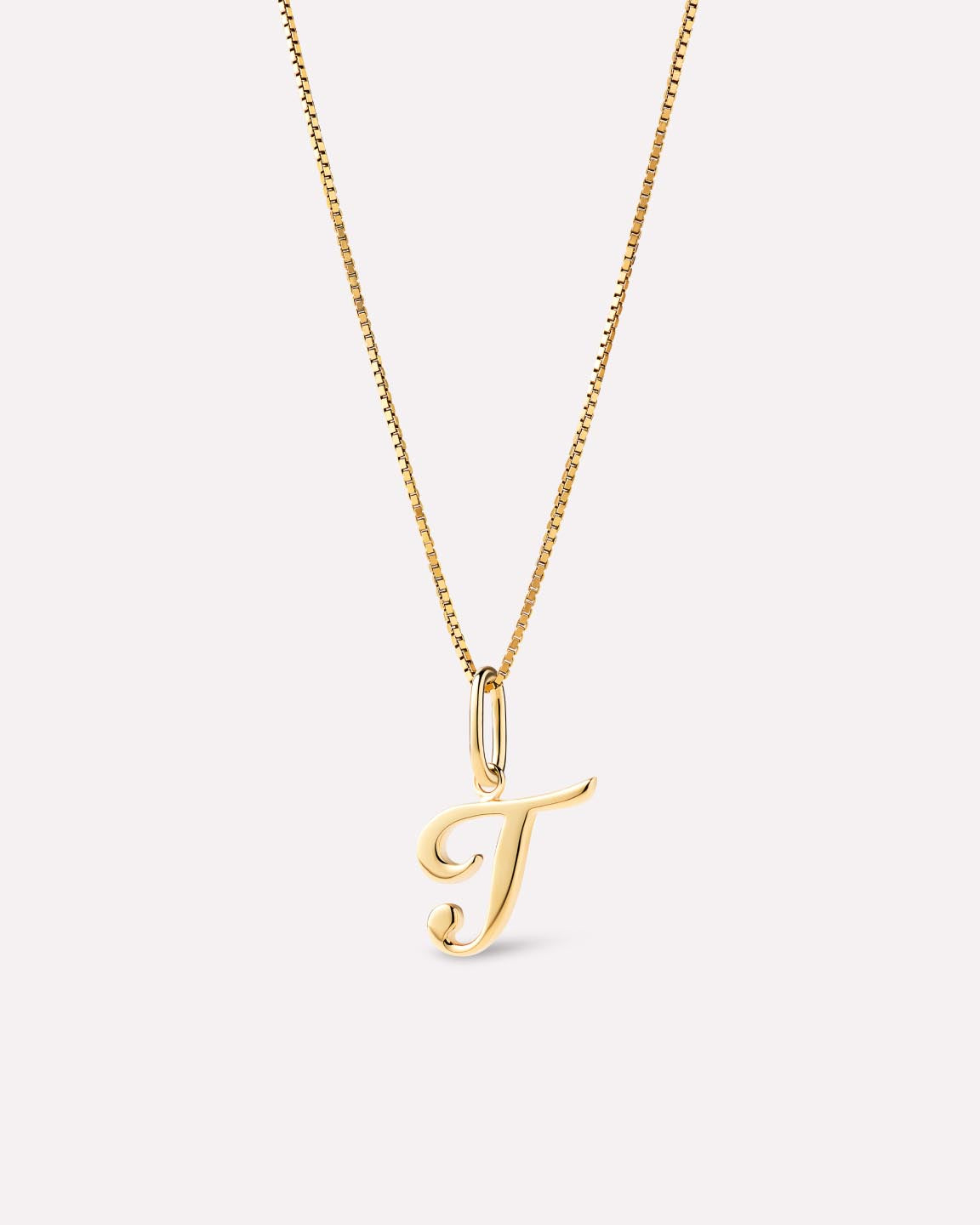 Solid Yellow Gold - Script Letter Necklace