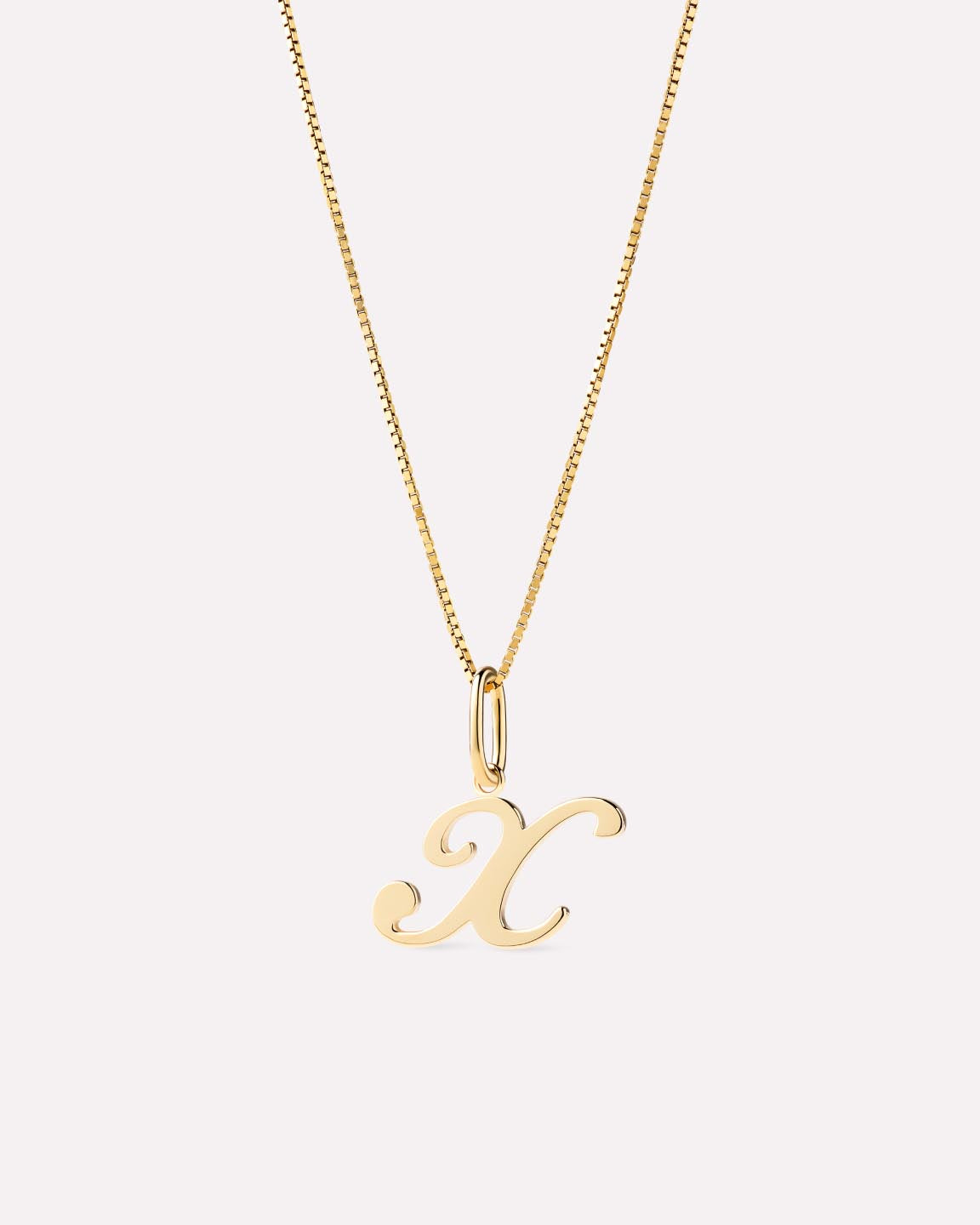Solid Yellow Gold - Script Letter Necklace
