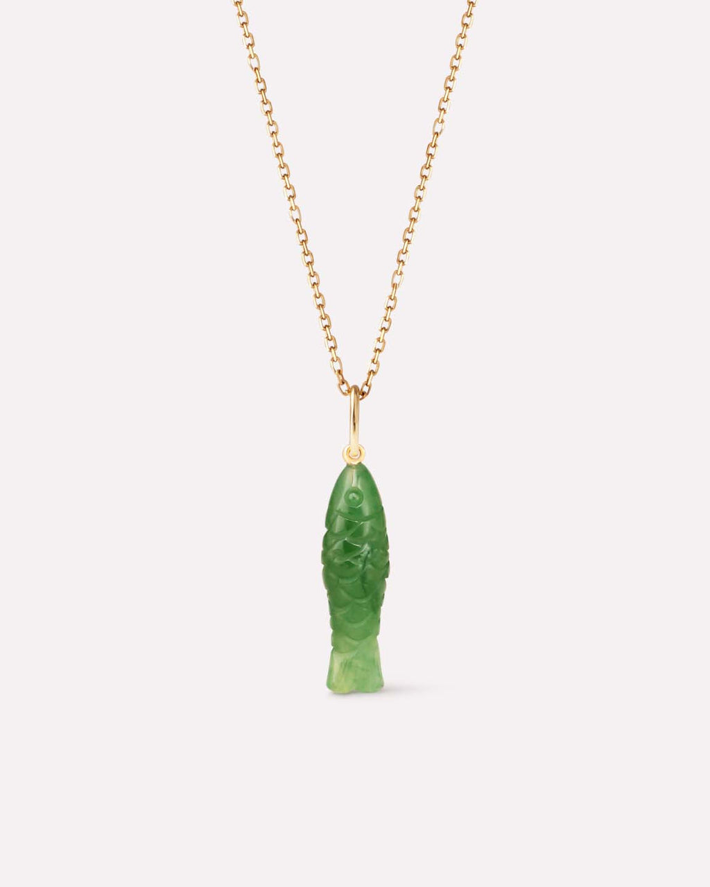 Solid Yellow Gold - Gemstone Fish Necklace