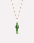 Solid Yellow Gold - Gemstone Fish Necklace