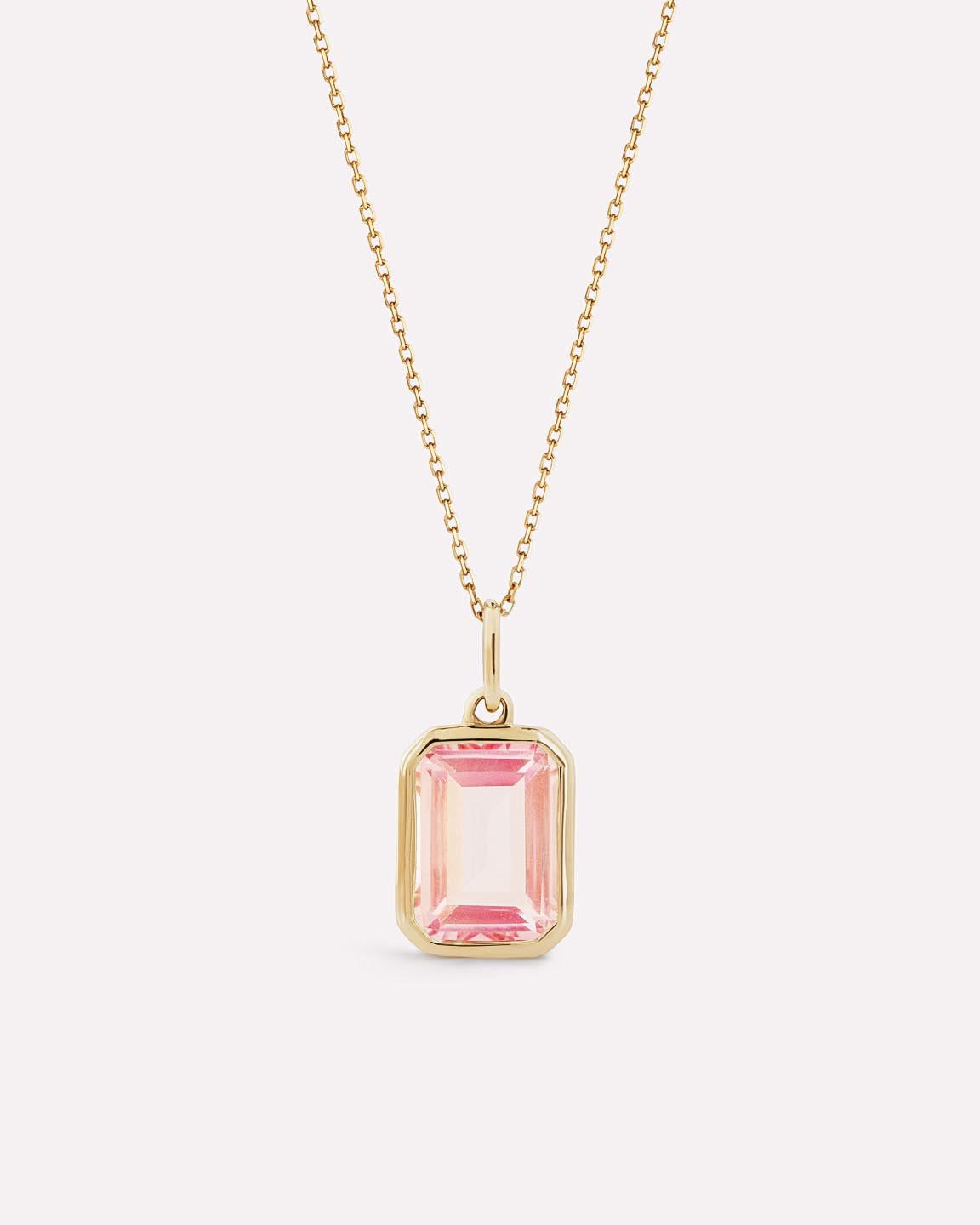 Solid Yellow Gold - Light Pink Sapphire Spritz Necklace
