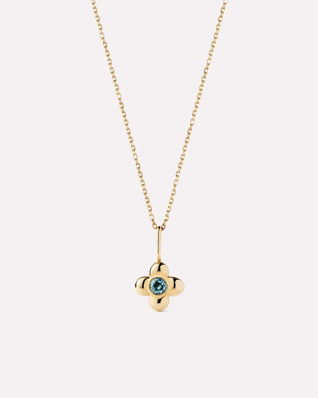 Solid Yellow Gold - London Blue Topaz Mini Liora Necklace