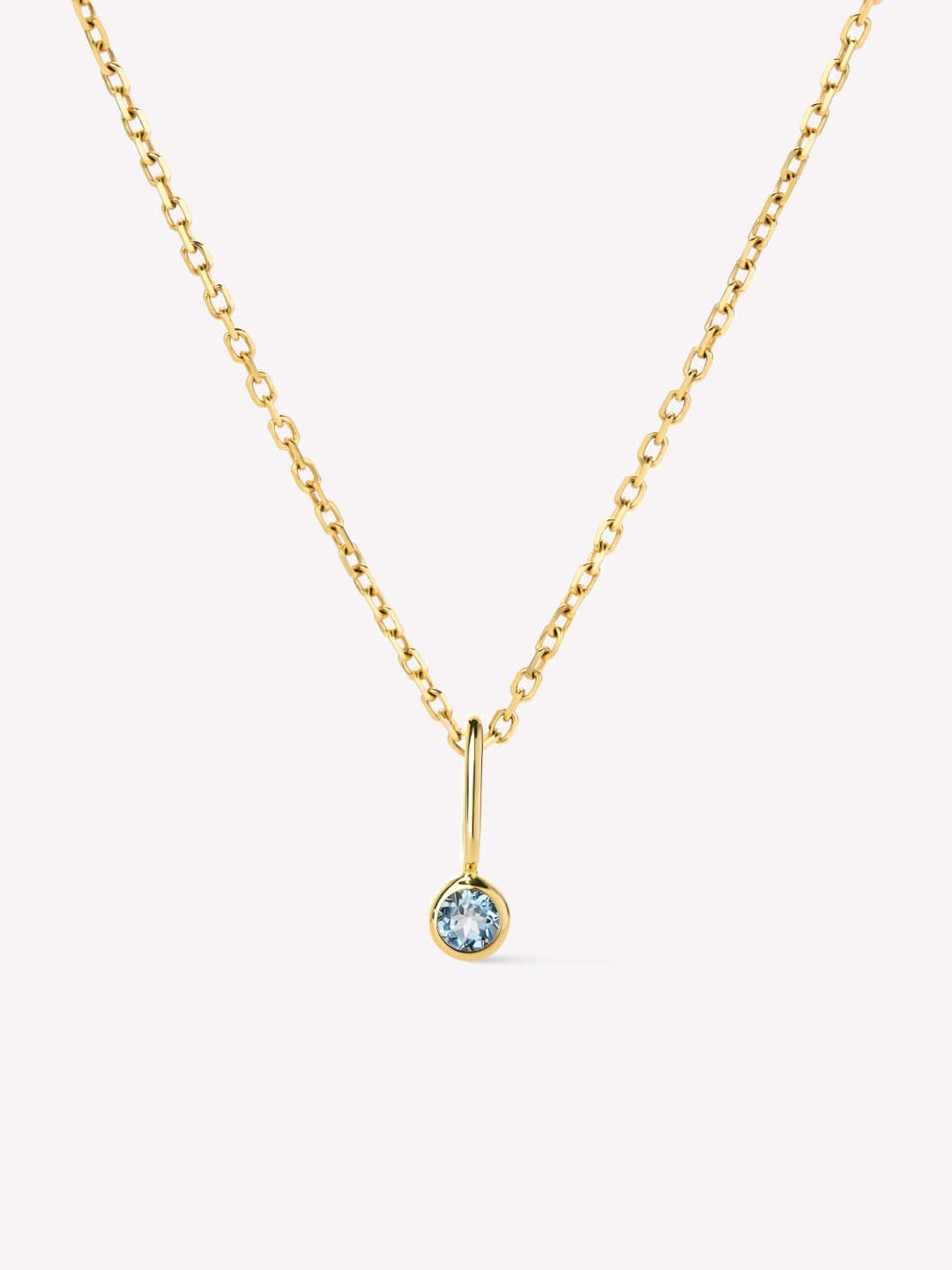 Solid Yellow Gold - London Blue Topaz Mini Birthstone Necklace