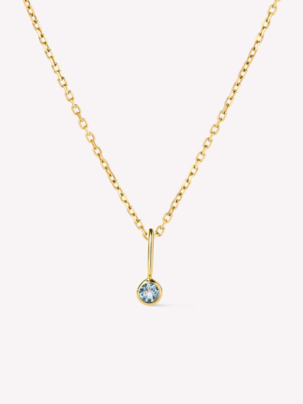 Solid Yellow Gold - London Blue Topaz Mini Birthstone Necklace
