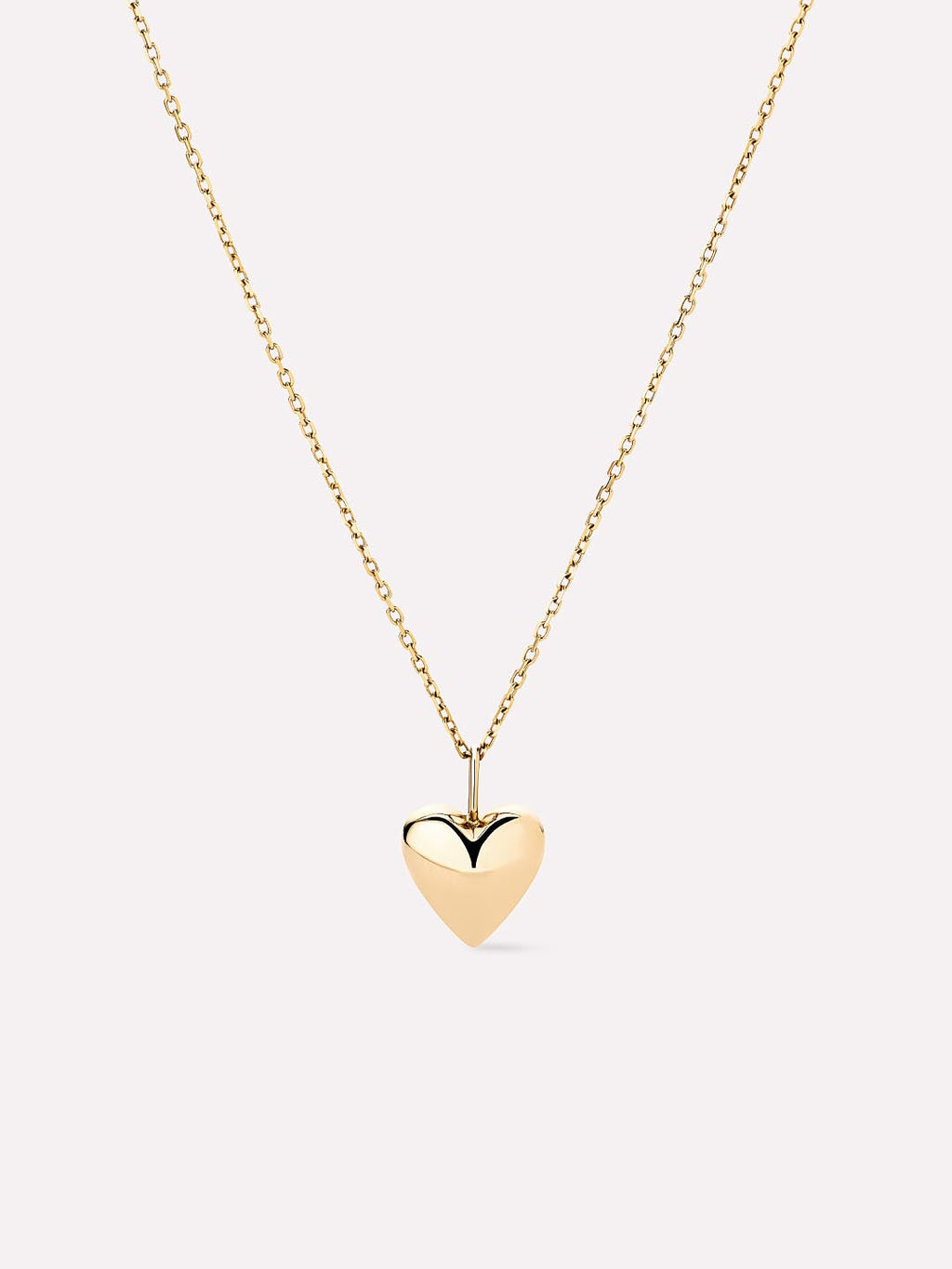 Solid Yellow Gold - Medium Heart Charm Necklace