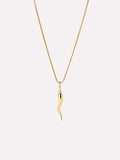 Solid Yellow Gold - Italian Horn Charm Necklace