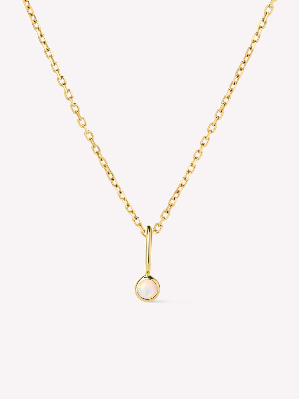 Solid Yellow Gold - Opal Mini Birthstone Necklace