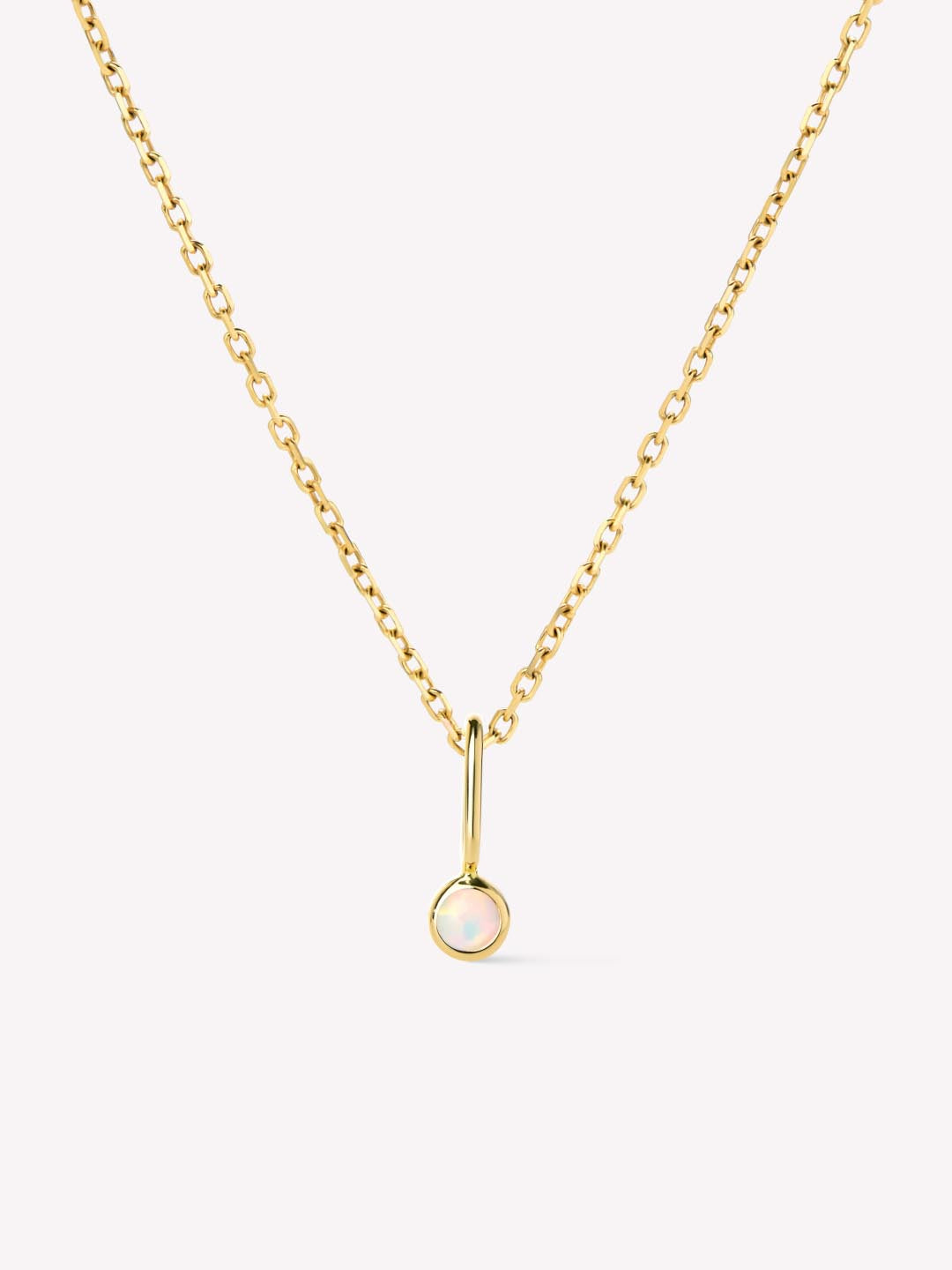 Solid Yellow Gold - Opal Mini Birthstone Necklace