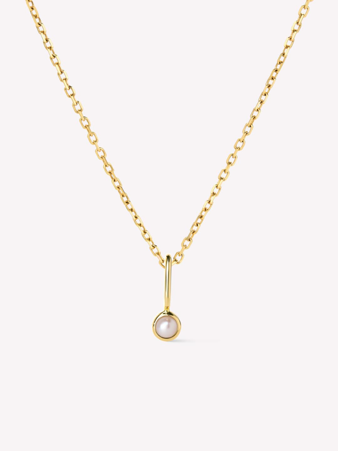 Solid Yellow Gold - Pearl Mini Birthstone Necklace