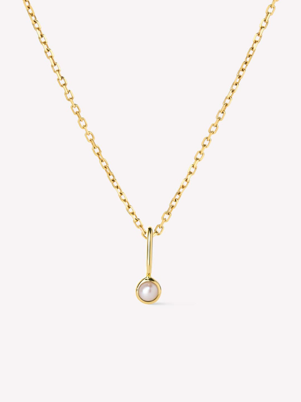 Solid Yellow Gold - Pearl Mini Birthstone Necklace