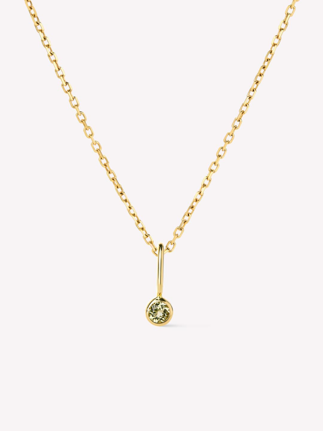 Solid Yellow Gold - Peridot Mini Birthstone Necklace