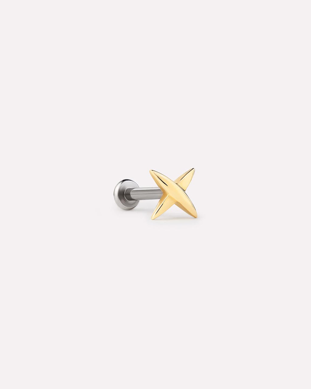 Solid Yellow Gold - X Flatback Single Stud