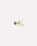 Solid Yellow Gold - X Flatback Single Stud