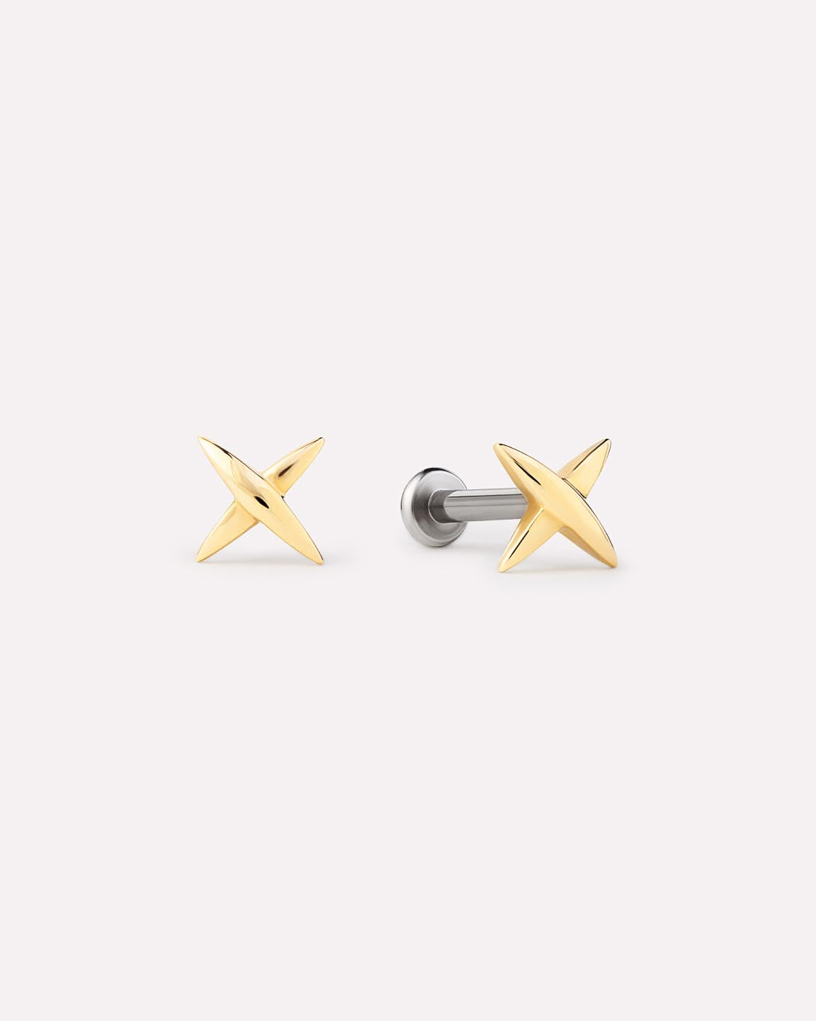 Solid Yellow Gold - X Flatback Studs