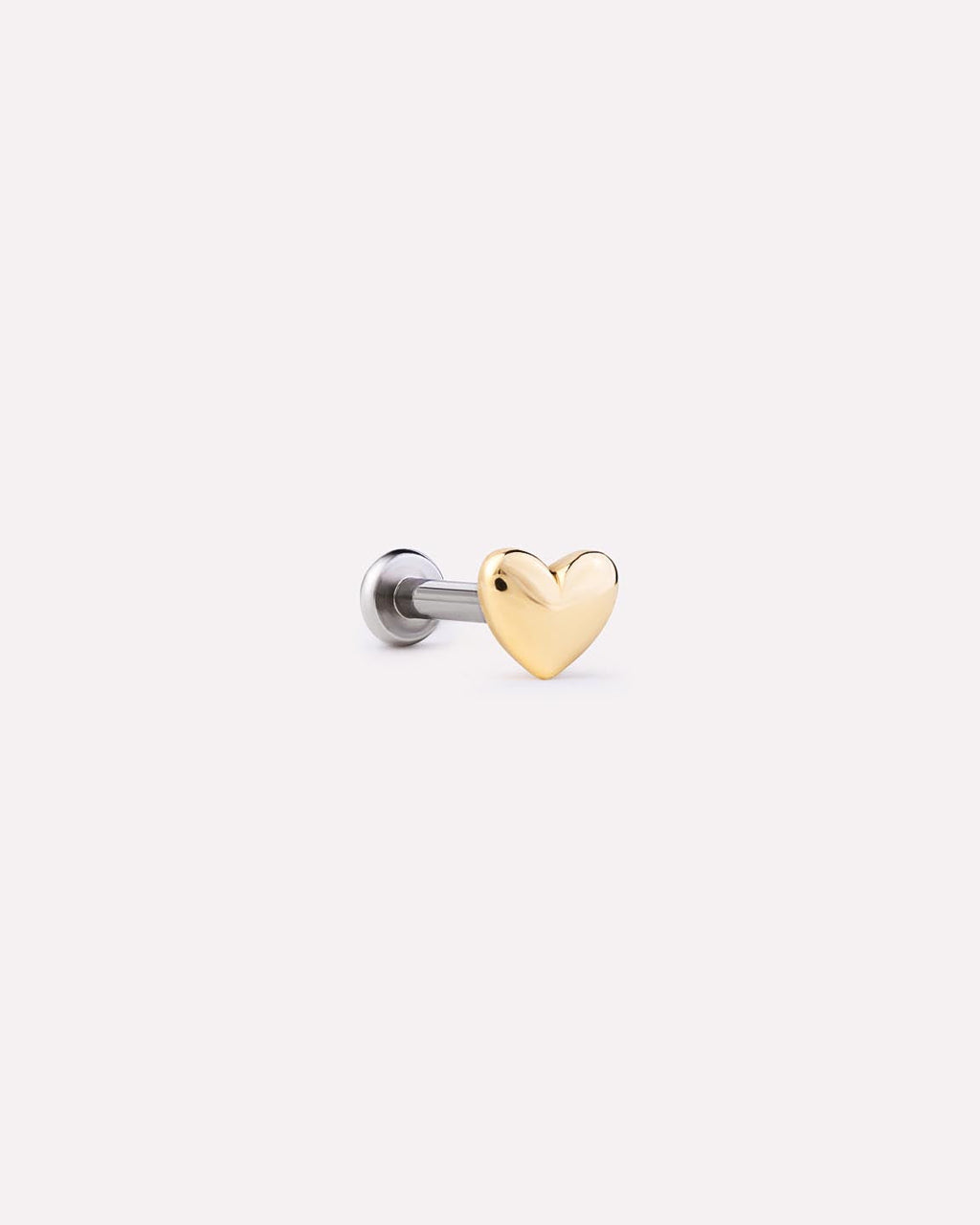 Solid Yellow Gold - Heart Flatback Single Stud