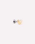 Solid Yellow Gold - Heart Flatback Single Stud
