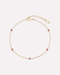 Solid Yellow Gold - Pink Tourmaline Birthstone Station Bracelet