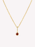 Solid Yellow Gold - Red Garnet Mini Birthstone Necklace