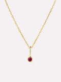 Solid Yellow Gold - Ruby Mini Birthstone Necklace