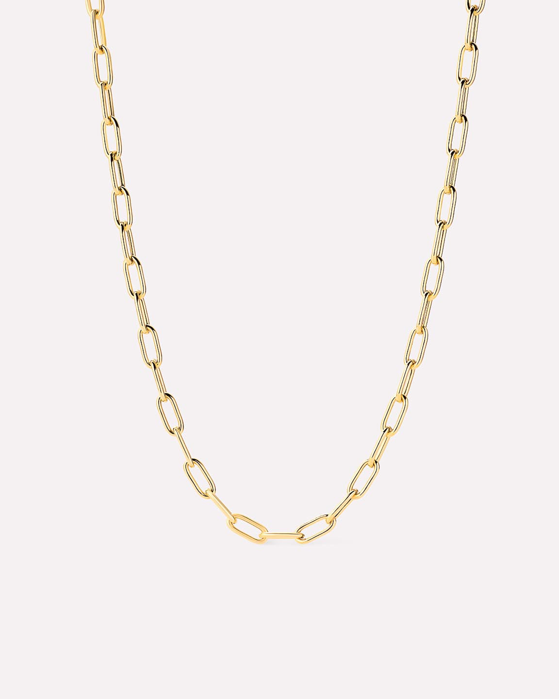 Solid Yellow Gold - Large Paperclip Necklace