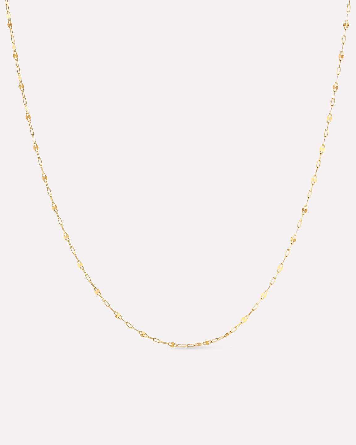 Solid Yellow Gold - Sparkle Link Chain Necklace