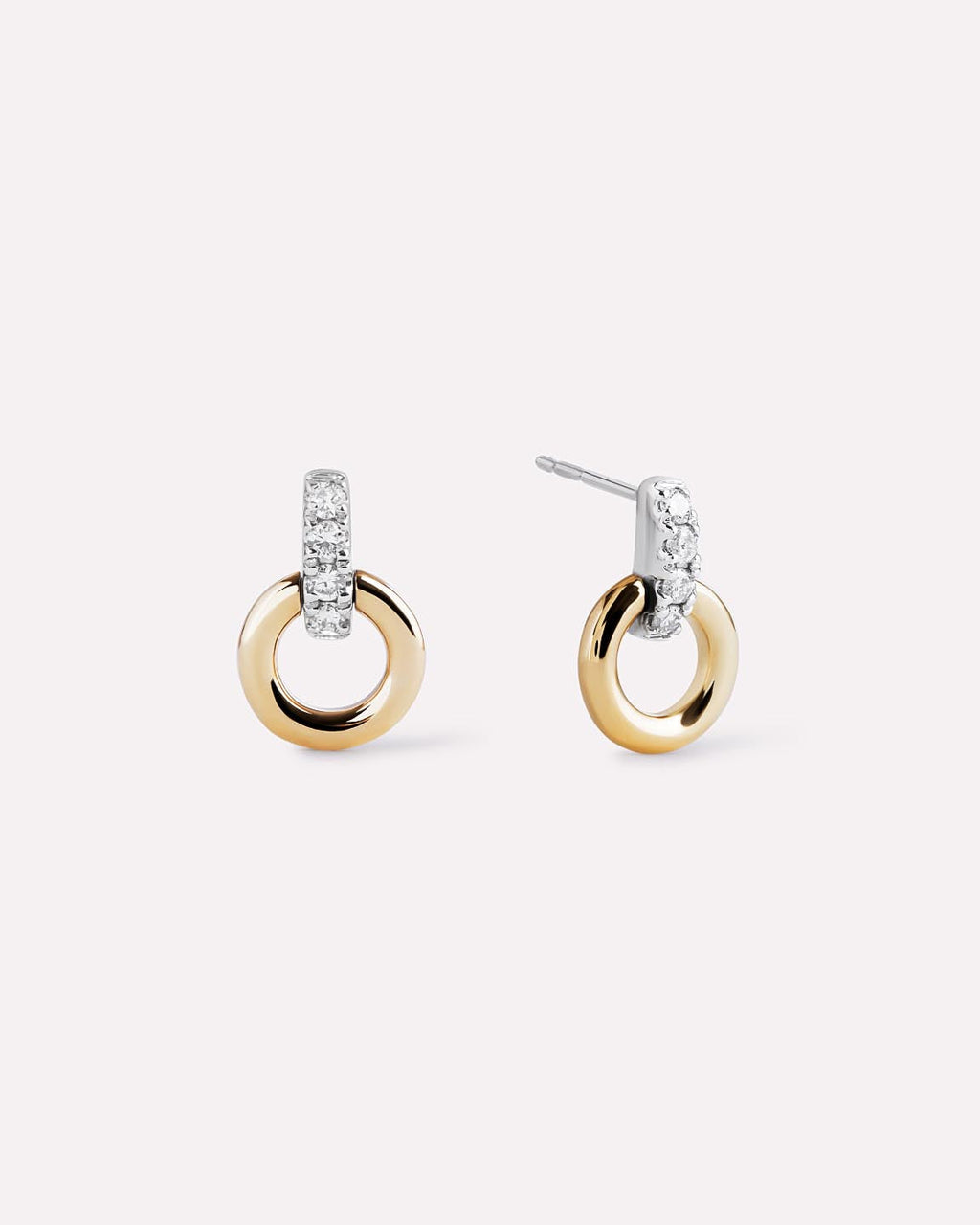 Solid Yellow Gold - Diamond Links Studs