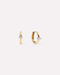 Solid Yellow Gold - Diamond Link Huggie Hoops