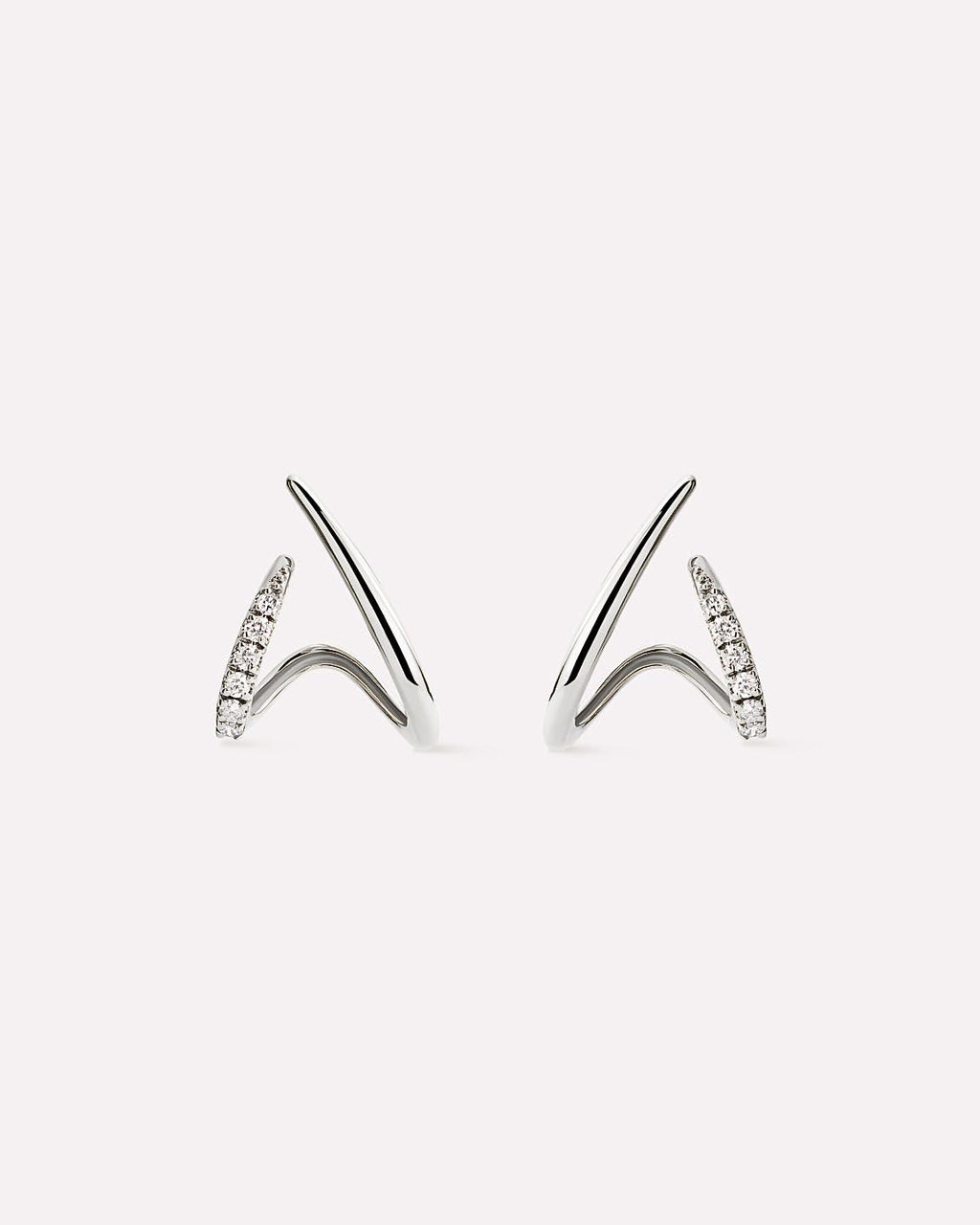 Solid White Gold - Diamond Aurora Huggie Studs