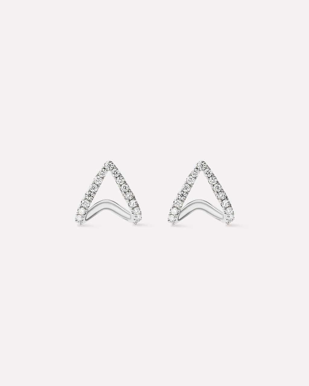 Solid White Gold - Diamond Velora Huggie Studs