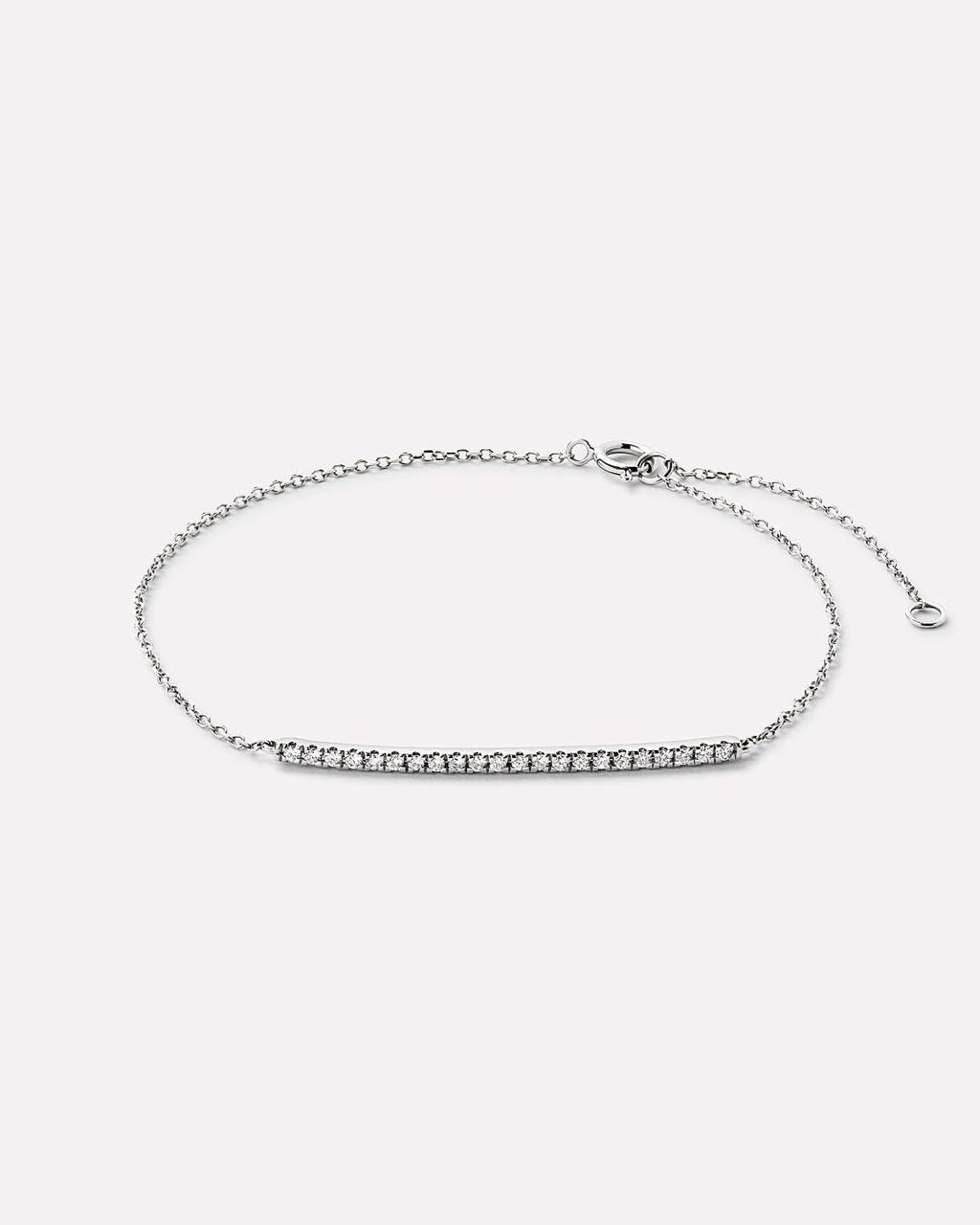 Solid White Gold - Pave Diamond Bar Bracelet