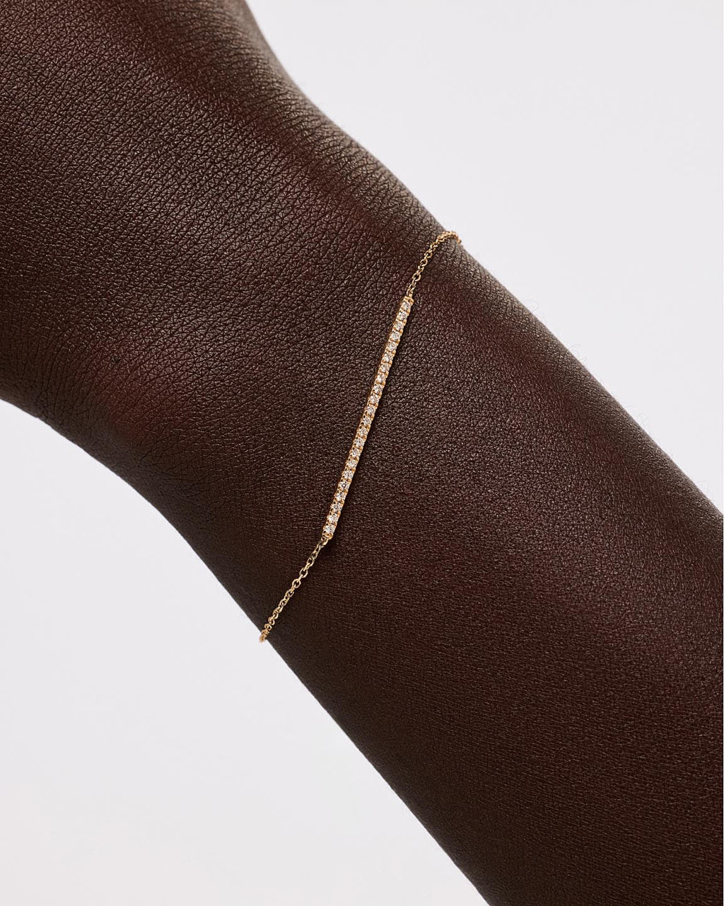 Solid Yellow Gold - Pave Diamond Bar Bracelet